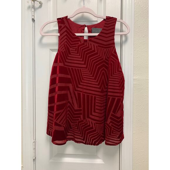 Anthropologie Sunday in Brooklyn Labyrinth Red Velvet Printed Tank SIze Small - Picture 2 of 5